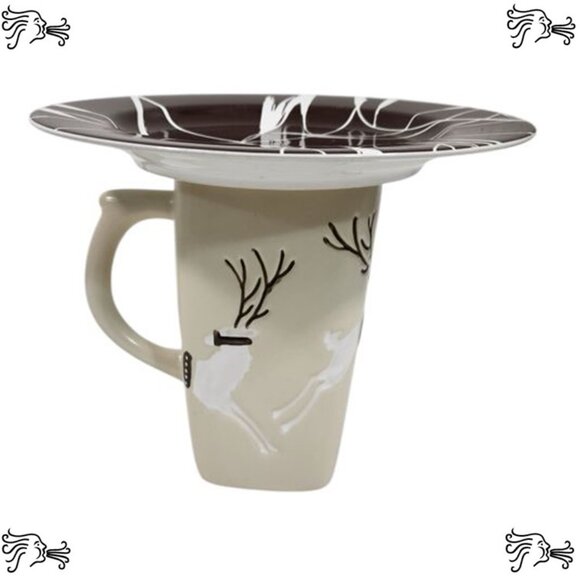 Upcycled Coffee Mug Candle Holder, Christmas Reindeer,  Jewelry Tray, Bracelet - Picture 2 of 5